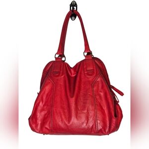 Big Buddha Cherry Red Faux Leather Tote Shoulder Bag – Large Everyday Carryall